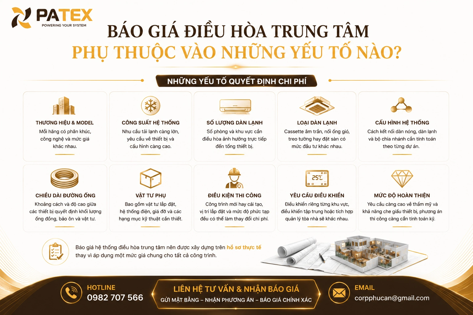 Báo giá điều hòa trung tâm phụ thuộc vào những yếu tố nào