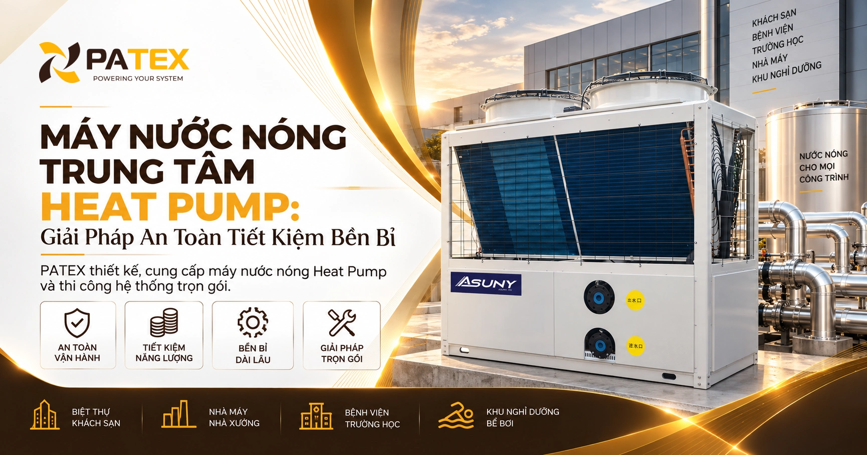 Máy Nước Nóng Trung Tâm Heat Pump Giải Pháp An Toàn Tiết Kiệm Bền Bỉ dd