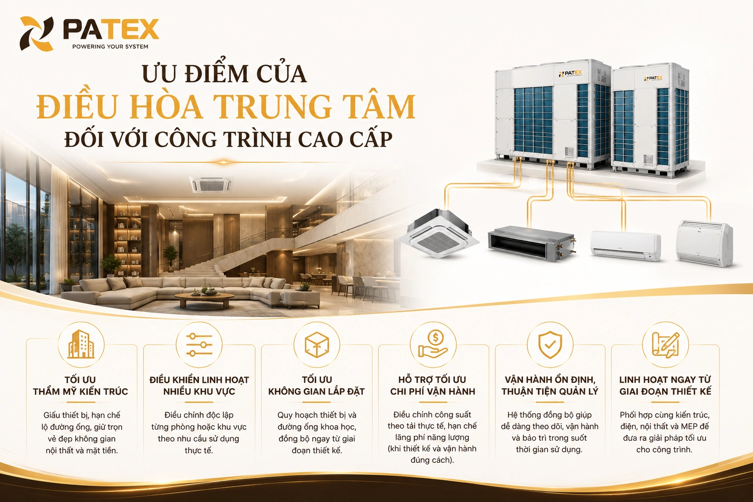Ưu điểm của điều hòa trung tâm đối với công trình cao cấp