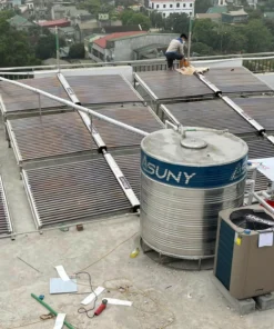 Máy bơm nhiệt nước nóng năng lượng mặt trời thương mại ASUNY – Hệ thống 1.000–50.000 lít